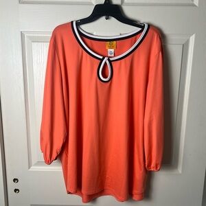 Ruby Rd. Orange Blouse with Black and White Trim